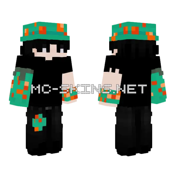 Warped Halloween Witch Minecraft skin, front and back
