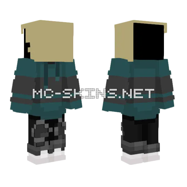 Warped Soul Hoodie Outline Minecraft skin, front and back