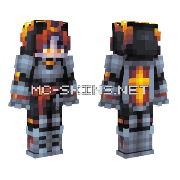 Warrior Of Flames Boy Minecraft skin, front and back