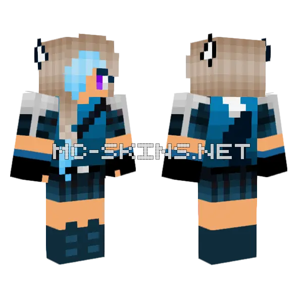 Warrior Wolf Girl Minecraft skin, front and back