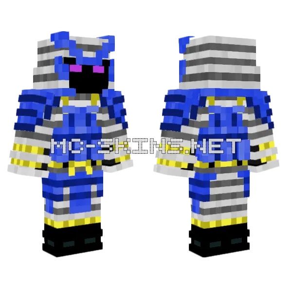 Water Samurai Minecraft skin, front and back