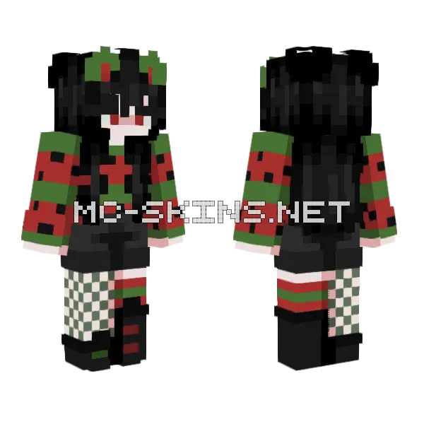 Watermelon Cat Minecraft skin, front and back
