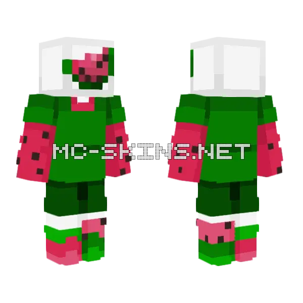Watermelon Creature Minecraft skin, front and back