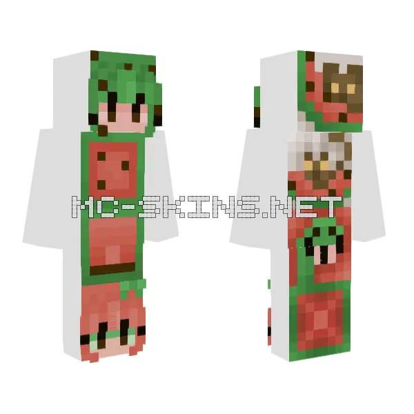 Watermelon Frog Minecraft skin, front and back