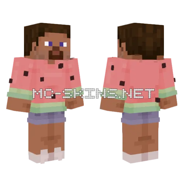 Watermelon Steve Minecraft skin, front and back