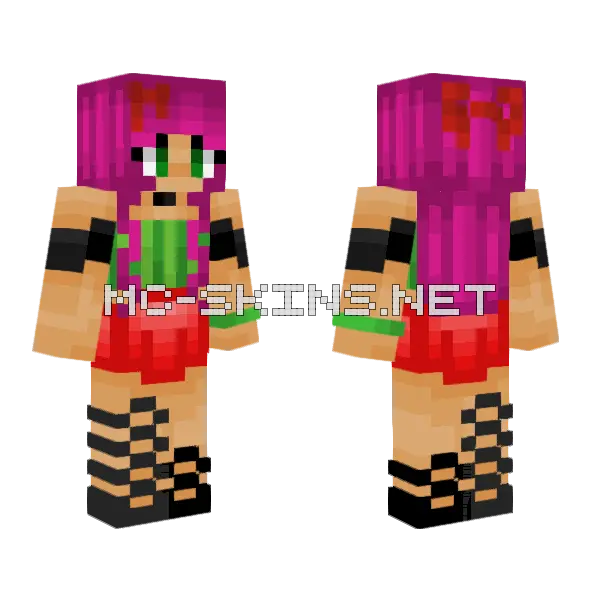Watermelon Sugar Girl Minecraft skin, front and back