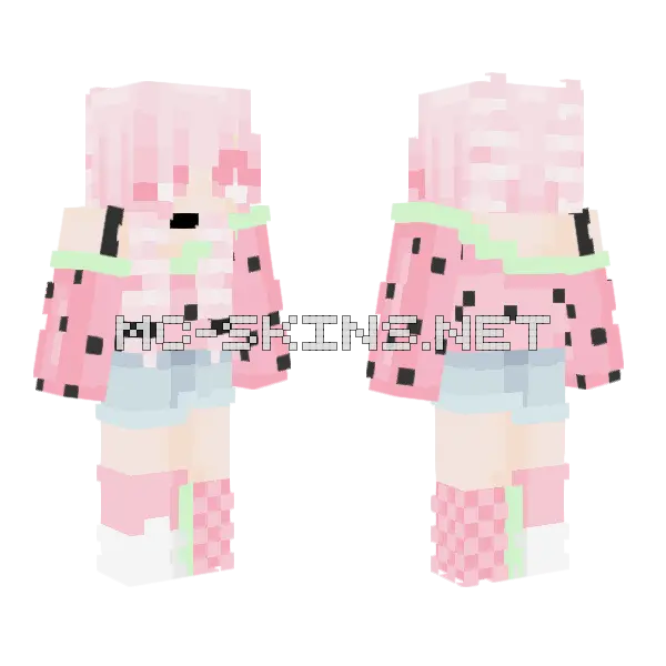 Watermelon Sugar Girl Minecraft skin, front and back