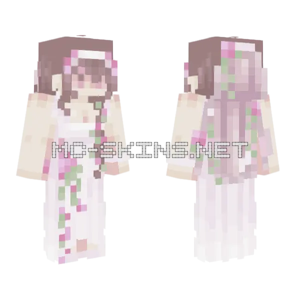 Wedding Flowers Girl Minecraft skin, front and back