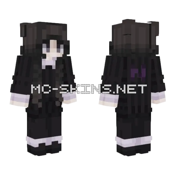 Wednesday Addams Minecraft skin, front and back