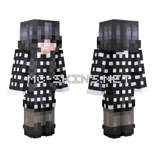 Wednesday Addams Minecraft skin, front and back