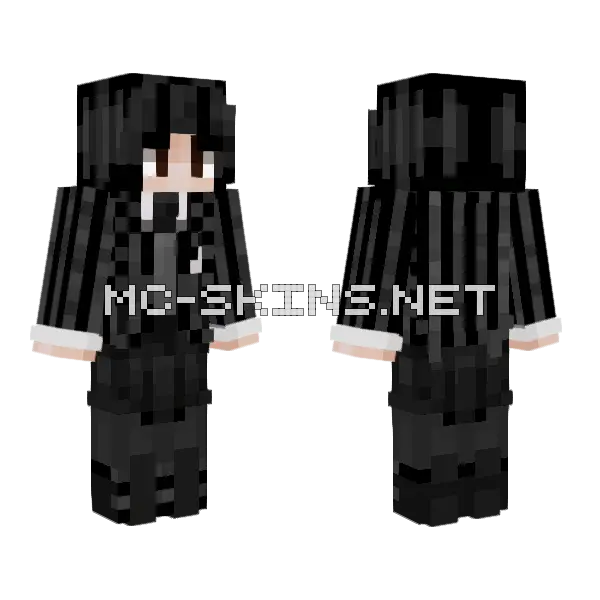 Wednesday Addams Minecraft skin, front and back
