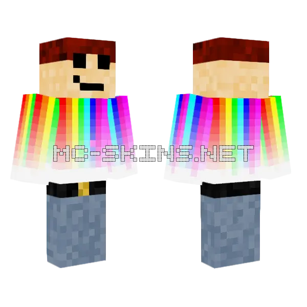 Weeolly Rainbow Skin Minecraft skin, front and back