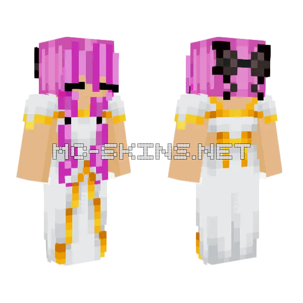 White And Gold Dress Minecraft skin, front and back