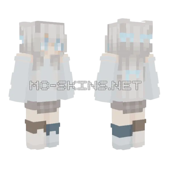 White Blue Girl Minecraft skin, front and back