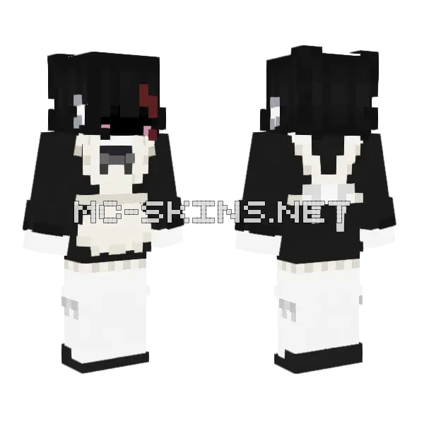 White Bunny Girl Minecraft skin, front and back