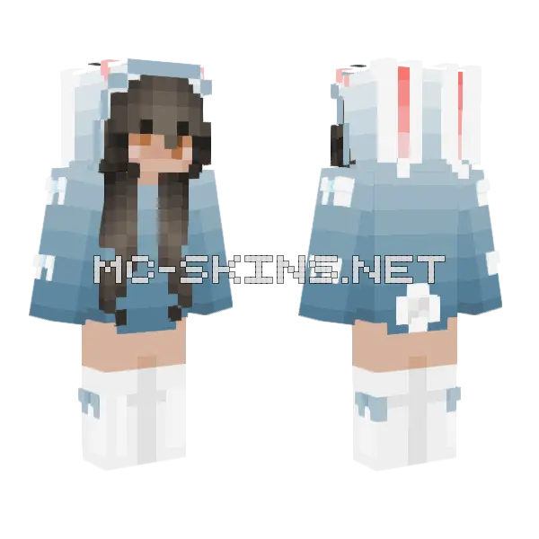White Bunny Girl Outfit Minecraft skin, front and back