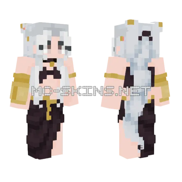White Cat Girl Minecraft skin, front and back