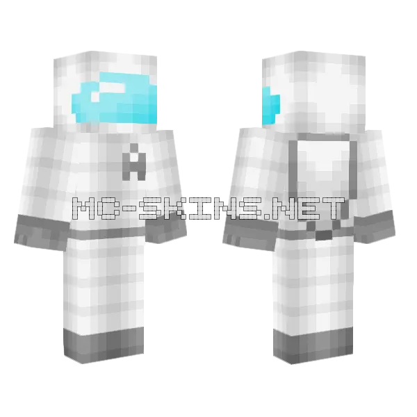 White Crewmate Minecraft skin, front and back