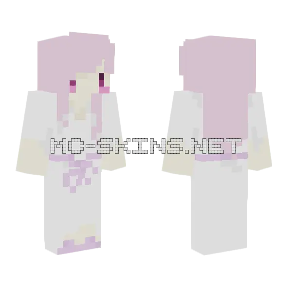 White Dress Pink Hair Minecraft skin, front and back