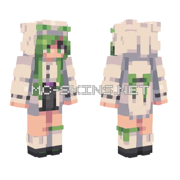 White Enderman Minecraft skin, front and back