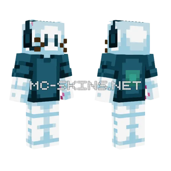 White Gamer Cat Minecraft skin, front and back