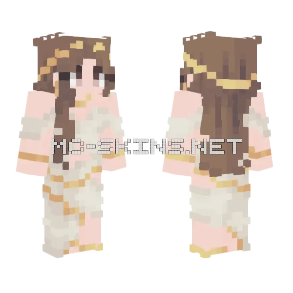 White Gold Dress Girl Minecraft skin, front and back