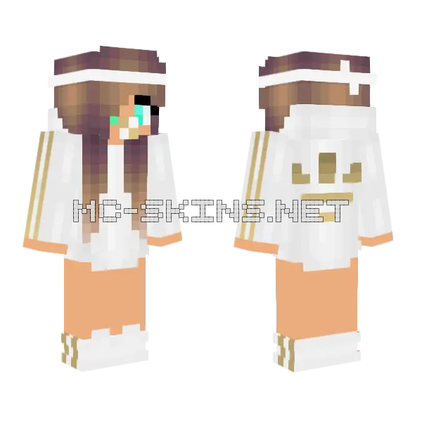 White Gold Robes Girl Minecraft skin, front and back