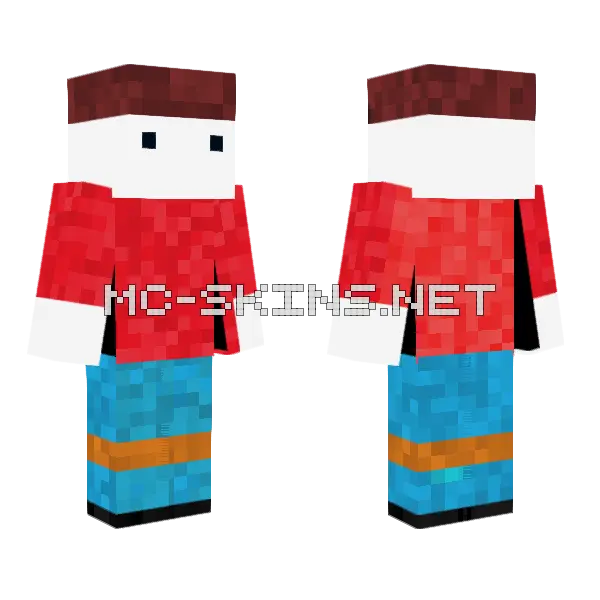 White Guy Red Shirt Jeans Minecraft skin, front and back