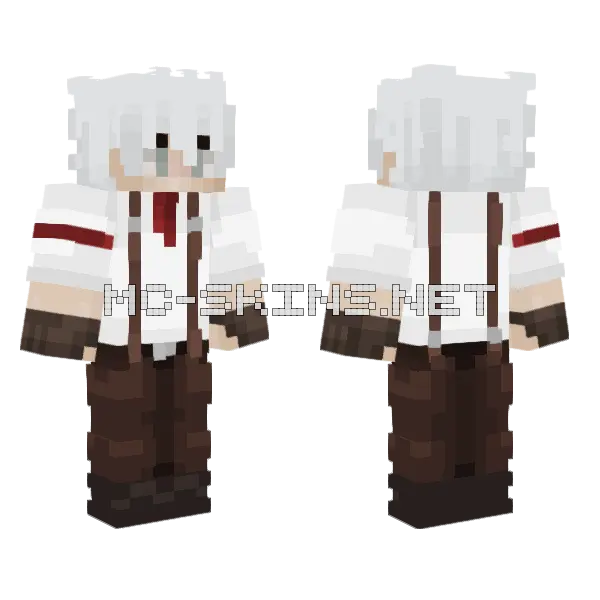 White Hair Anime Girl Minecraft skin, front and back