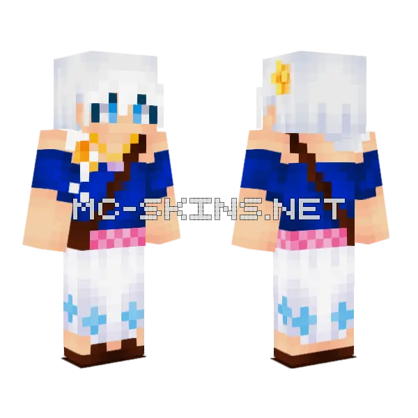 White Hair Girl Minecraft skin, front and back