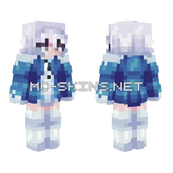 White Hair Girl Minecraft skin, front and back