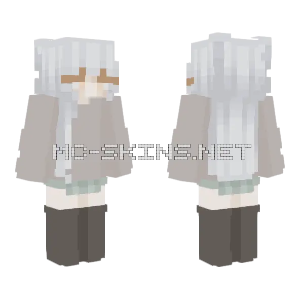 White Hair Girl Minecraft skin, front and back