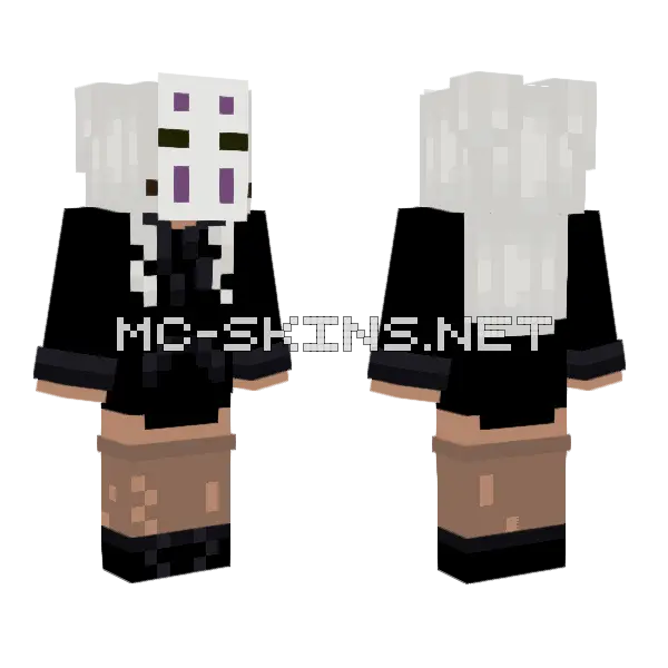 White Hair Girl No Face Minecraft skin, front and back