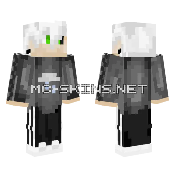 White Hair Rain Skin Minecraft skin, front and back