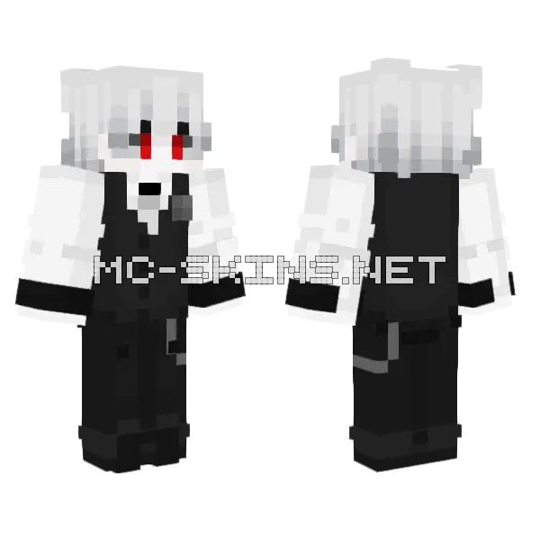 White Haired Anime Girl Minecraft skin, front and back