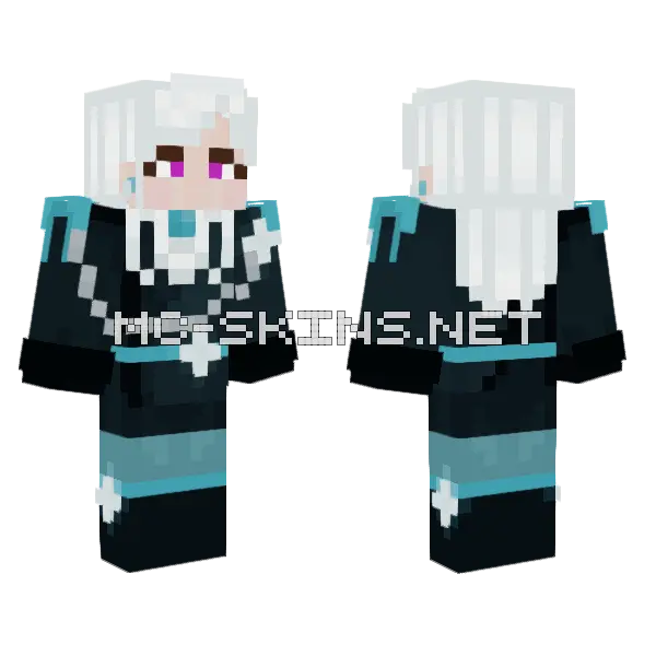 White Haired Girl Minecraft skin, front and back