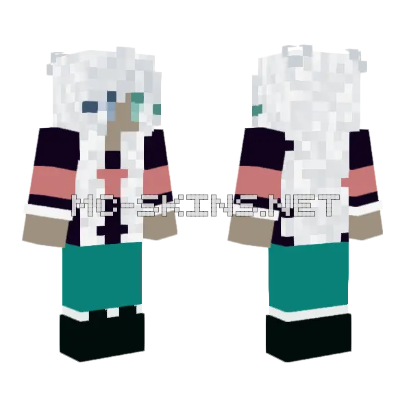 White Haired Girl Minecraft skin, front and back