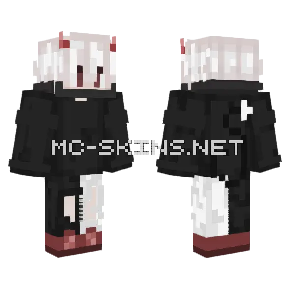 White Haired Girl Minecraft skin, front and back