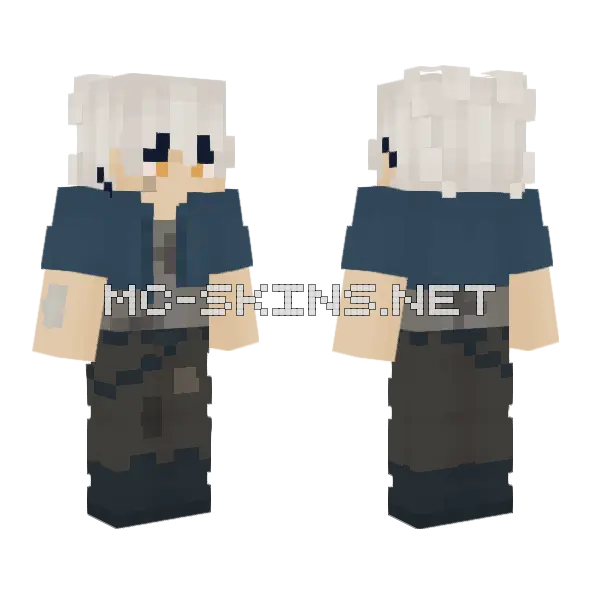 White Haired School Uniform Minecraft skin, front and back
