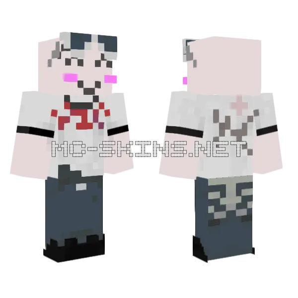 White Hoodie Boy, front and back