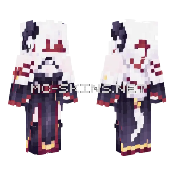 White Kimono Girl Minecraft skin, front and back
