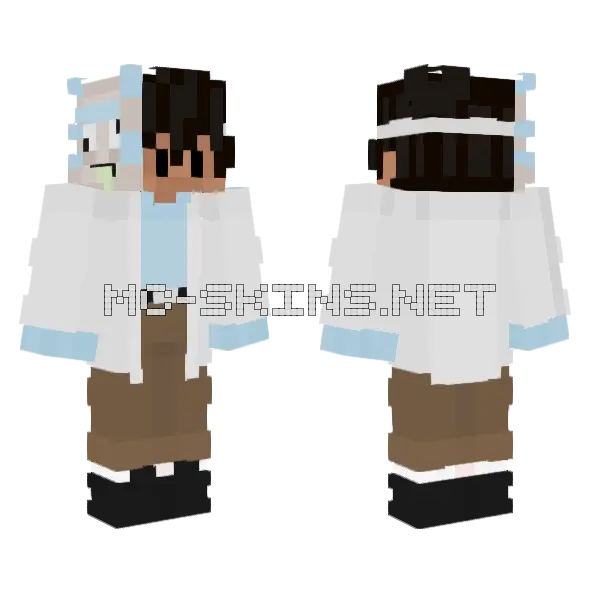 White Lab Coat Minecraft skin, front and back