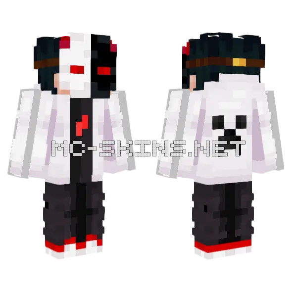 White Panda Outfit Minecraft skin, front and back