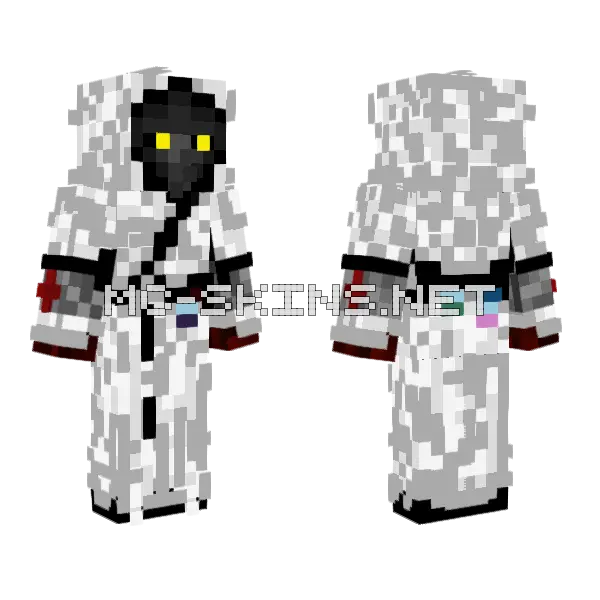 White Plague Doctor Black Mask Minecraft skin, front and back