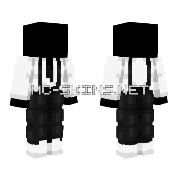 White Suit Tie Black Overalls Minecraft skin, front and back