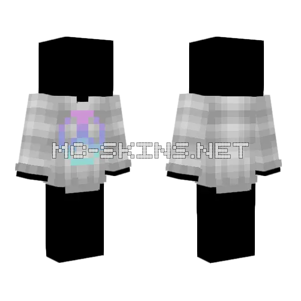 White Sweater Pastel Purple Peace Minecraft skin, front and back