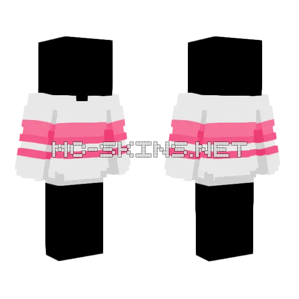 White Sweater With Pink Stripe Minecraft skin, front and back