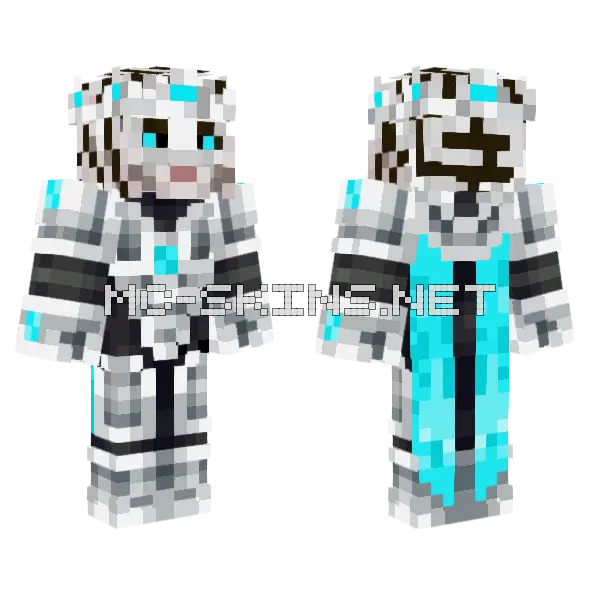 White Tiger Knight Minecraft skin, front and back