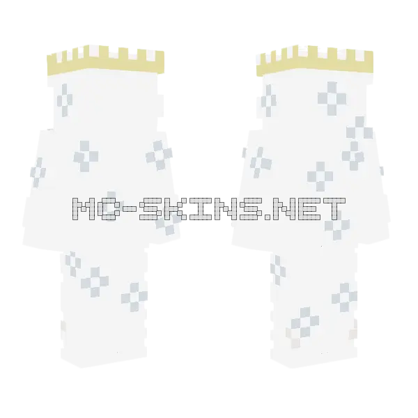 White Tryhard Crown Snow Minecraft skin, front and back