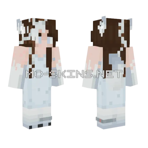 White Winter Dress Minecraft skin, front and back